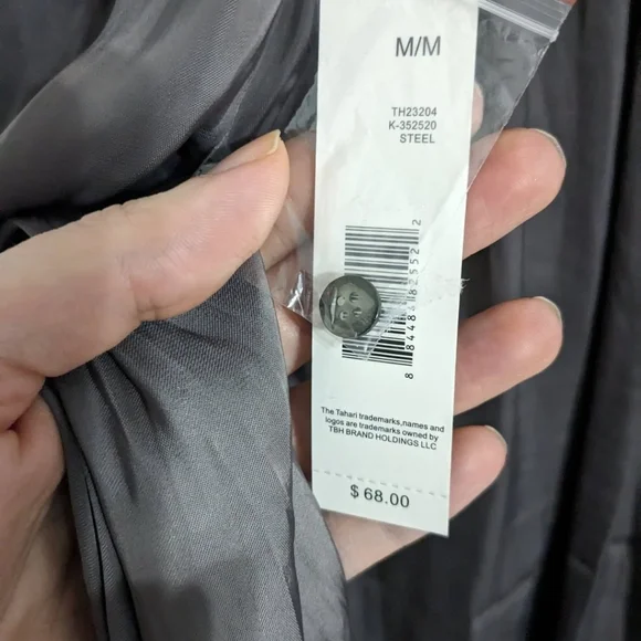 Tahari steel gray silky blouse M NWT - Picture 4 of 4